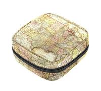 Borse mestruali per la scuola, borsa portaoggetti per assorbenti igienici, sacchetto per tazza mestruale con cerniera, borse per tamponi da donna vintage mappa americana