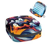 Borse mestruali per la scuola, borsa portaoggetti per assorbenti igienici, sacchetto per tazza mestruale con cerniera, sacchetti per tamponi per donne Halloween fantasma-48