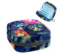 Borse mestruali per la scuola, borsa portaoggetti per assorbenti igienici, tasca con cerniera per coppetta mestruale, borse per tamponi per donne motivo gatto-1653
