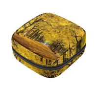 Borse mestruali per scuola, borsa per tovaglioli igienici, sacchetto per tazza mestruale con cerniera, borse per tamponi per donne alberi autunnali fogliame giallo viale