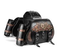 Borse Moto Laterali per Harley Davidson Dyna Low Rider 1978-2024, Vintage Borsa Portaoggetti Impermeabile per Bagagli Moto, Borsa da Sella in Pelle PU, con Portabicchieri,C