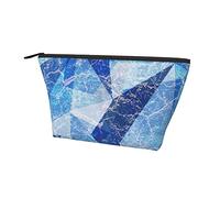 Borse organizer per trucco piccole e durevoli in marmo geometrico blu, custodia portatile in tessuto Oxford impermeabile leggera per donne ragazze scuola ufficio trasporto all'aperto