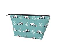 Borse organizer per trucco piccole e durevoli Simpatico cartone animato Panda blu, custodia portatile in tessuto Oxford impermeabile leggera per donne ragazze scuola ufficio trasporto all'aperto