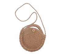 Borse Organizzatore Per Borse Nylon Cerchio Tessuto A Mano Rotondo Retro Rattan Borsa a Tracolla Vacanza Spiaggia Intrecciato Borsa Rotondo Mano Bill Spalla Doppio Use Cani Borse Per Viaggiare, cachi,