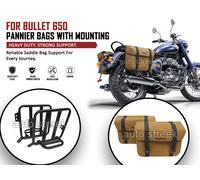 Borse Pannier Royal Enfield Bullet 650 In Canvas Desert Removibili Con Supporto