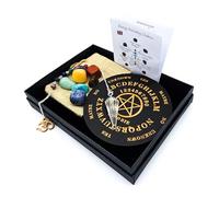 Borse Pendolo Set Cristallo di rocca Gemma Pendolo 7 Chakra Gemme in Confezione Regalo | Metafisica Esoterismo Stregoneria