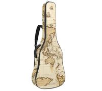 Borse per chitarra elettrica con mappa politica vintage del mondo, custodia per chitarra acustica da 101 cm, custodia impermeabile Oxford per chitarra elettrica acustica, ukulele, Mappa politica