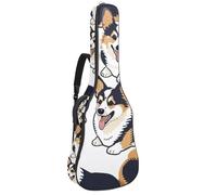 Borse per chitarra elettrica con simpatico cane Corgi, custodia per chitarra acustica da 104 cm, custodia per chitarra elettrica Oxford impermeabile, per chitarra acustica classica, ukulele, Simpatico