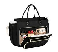 Borse per computer in pelle PU con grande portabicchieri 48,9 pollici Business Office Briefcase Computer Teacher Bag per Business Work Office Travel School Casual, Nero , 18.9 x 12.2 x 3.94inch
