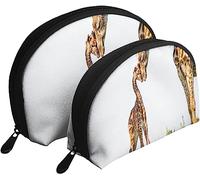 Borse per cosmetici da 2 pezzi Borsa per trucco da viaggio con giraffa 3D in Sudafrica Borsa da donna da toilette conchiglia