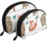 Borse per cosmetici da 2 pezzi Cartoon Fox Be Brave Borsa per trucco da viaggio Borsa da toilette per donna