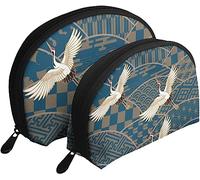 Borse per cosmetici da 2 pezzi Tre gru Borsa per trucco da viaggio multipla in Giappone Borsetta da donna da toilette