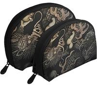 Borse per cosmetici da 2 pezzi Twin Dragons Cina Giappone Cluture Borsa da viaggio per trucco Borsetta da donna da toilette
