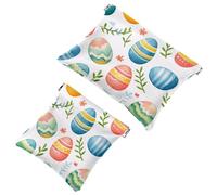 Borse per cosmetici da donna, borsa per cosmetici in pelle impermeabile senza cerniera, borsa per cosmetici autosigillante per ragazze, mini borsa portamonete - Uova e foglie di Pasqua colorate