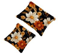 Borse per cosmetici da donna, borsa per cosmetici in pelle impermeabile senza cerniera, trousse per cosmetici autosigillante per ragazze, mini borsa portamonete - Simpatico motivo floreale bianco