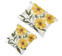 Borse per cosmetici da donna, borsa per cosmetici in pelle impermeabile senza cerniera, trousse per cosmetici autosigillante per ragazze, mini borsa portamonete - Simpatico motivo floreale bianco