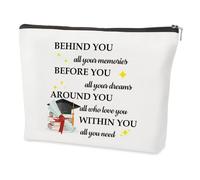 Borse per cosmetici di laurea, regali di laurea, regali di laurea per lei, regali di laurea, regali di laurea della scuola elementare, regali di laurea della scuola media, bianco