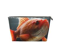 Borse per cosmetici in pelle PU, grande capacità, custodia con cerniera, custodia per trucco a forma di pesce vero, borsa da viaggio portatile per articoli da toeletta da donna