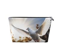 Borse per cosmetici in pelle PU, grande capacità, custodia con cerniera, custodia per trucco White Dove Flying In The Sun, borse da viaggio portatili per articoli da toeletta da donna