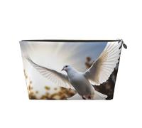 Borse per cosmetici in pelle PU, grande capacità, custodia con cerniera, custodia per trucco White Dove Flying In The Sun, borse da viaggio portatili per articoli da toeletta da donna