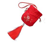 Borse per gioielli in broccato di seta, 4 bustine vuote con cordoncino multicolore da pezzi 8 cm x 10 for la decorazione di gioielli appesi(Red)