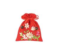 Borse per gioielli in broccato di seta, Bustina in lino con coulisse, confezione da 4, multicolore, 4x5,5 pollici(Red)