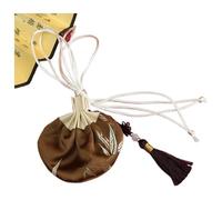 Borse per gioielli in broccato di seta, Bustina vuota con coulisse da 4 pezzi for riporre gioielli e appendere allo specchio 'auto(Brown)