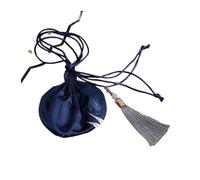 Borse per gioielli in broccato di seta, Bustina vuota con coulisse da 4 pezzi for riporre gioielli e appendere allo specchio 'auto(Dark Blue)