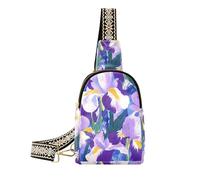 Borse per il corpo della pittura a olio dei fiori viola e bianchi dell'iride alla moda per i pacchetti di fanny crossbody di modo per il viaggio, Pittura a olio di fiori di iris viola e bianca