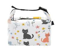 Borse per il pranzo bianche a forma di gatto dolce del fumetto per le ragazze borse isolate della donna a prova di perdite, Cartone animato Sweet Cat Bianco, Taglia unica