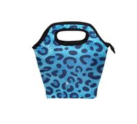 borse per il pranzo isolate con manico curvo ragazzi scatola per il pranzo resistente all'acqua portatile per ufficio campeggio falso glitter leopardo stampa blu