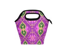 borse per il pranzo isolate con manico curvo scatola per il pranzo per le donne a tenuta stagna piccola borsa termica per spiaggia campeggio viola verde mistero boho