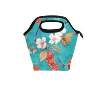 borse per il pranzo per adulti con manico curvo carino lunch box resistente all'acqua picnic borsa frigo per picnic campeggio fresco Highbush mirtillo rosso frutta turchese