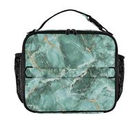 Borse per il pranzo per adulti, resistenti all'acqua, da donna, mantiene il cibo caldo e più fresco, borsa termica per pasto per spiaggia, viaggi, verde, oro, irregolare, texture in marmo