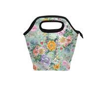 borse per il pranzo riutilizzabili con manico curvo scatola per il pranzo bambini impermeabile morbido lato borsa più fresca per escursionismo campeggio stile boho fiore floreale primavera fresca
