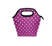borse per il pranzo riutilizzabili con manico curvo scatola per il pranzo da donna borsa termica isolante impermeabile per lavoro campeggio pois viola metà secolo moderno