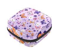 Borse per il primo periodo per la scuola, borsa per assorbenti igienici, sacchetto per coppetta mestruale con cerniera, sacchetti per assorbenti colorati con sfondo viola con farfalle e fiori per le