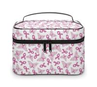 Borse per il trucco a forma di farfalle per la consapevolezza del cancro al seno, per donne, borsa cosmetica da viaggio, grande borsa da toilette impermeabile per la cura della pelle con manico, org
