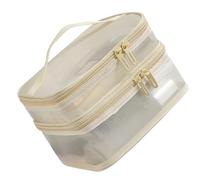 Borse per il trucco a maglie multiple tasche aperte borsa cosmetica resistente all'acqua uso quotidiano palestra accessori da viaggio borsa organizer cosmetici in rete, Colore: beige., E, Bellezza di