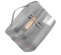 Borse per il trucco a maglie multiple tasche aperte borsa cosmetica resistente all'acqua uso quotidiano palestra accessori da viaggio borsa organizer cosmetici in rete, Grigio, A, Bellezza di massa