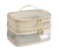 Borse per il trucco a rete tasche multiple aperte borsa cosmetica resistente all'acqua per uso quotidiano palestra accessori da viaggio borsa cosmetica tasca aperta, Colore: beige., E, Bellezza di