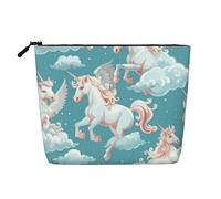 Borse per il trucco con cerniera, da viaggio, per donna, con unicorni e nuvole