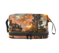 Borse per il trucco da donna,borsa da toilette per uomo,Albero di Natale Architettura Francia,borsa per cosmetici da viaggio