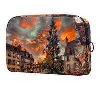 Borse per il trucco da donna,borsa da toilette per uomo,Albero di Natale Architettura Francia,borsa per cosmetici da viaggio