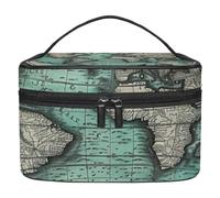 Borse per il trucco da donna,borsa da toilette per uomo,Bussola Terra d'epoca,borsa per cosmetici da viaggio