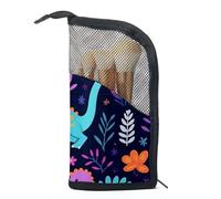 Borse per il trucco da donna,borsa da toilette per uomo,dinosauro del fumetto fiore colorato,borsa per cosmetici da viaggio