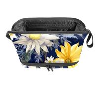 Borse per il trucco da donna,borsa da toilette per uomo,Fiore Acquerello Margherita Girasole,borsa per cosmetici da viaggio