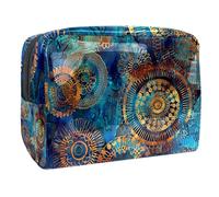 Borse per il trucco da donna,borsa da toilette per uomo,Fiore della mandala dell'acquerello dell'annata,borsa per cosmetici da viaggio