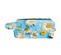 Borse per il trucco da donna,borsa da toilette per uomo,fiore giallo margherita bianca,borsa per cosmetici da viaggio