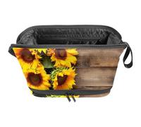 Borse per il trucco da donna,borsa da toilette per uomo,fiori su fondo di legno vecchio,borsa per cosmetici da viaggio